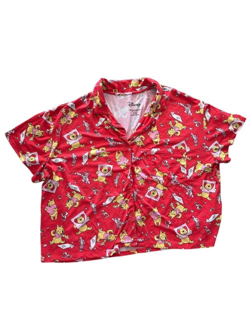 Disney Winnie the Pooh Red Valentine Pajama Short Set Extra Large - Picture 2 of 8